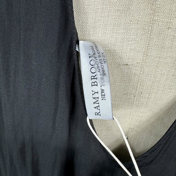 RAMY BROOK Glaimi Asymmetrical Midi Dress Women's Size XS NWT Black Satin LBD - Picture 6 of 9